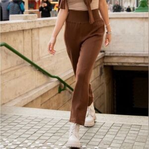 NWT Silk & Salt Luxe Lounge Pants Sweater Knit Pant Chestnut Brown Size XL NEW